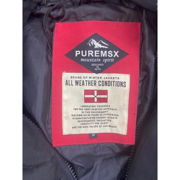Puremsx Jacket Womans Medium Black Puffer Faux Fur Hood Quilted Ski Snow Coat - Picture 6 of 8